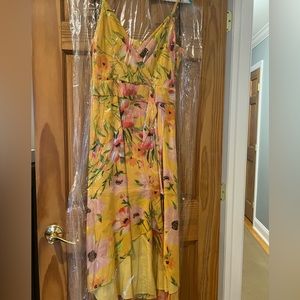 Vince camuto yellow floral dress
